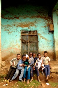N0032285 Group portrait of seven boys, Ethiopia